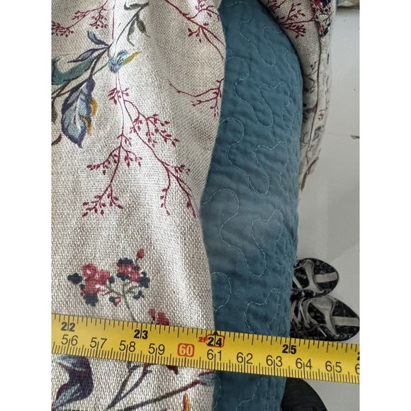 Vintage LizWear Sz L 90s Persian Floral Natural Linen Cotton Chore Jacket Coat - Picture 11 of 12